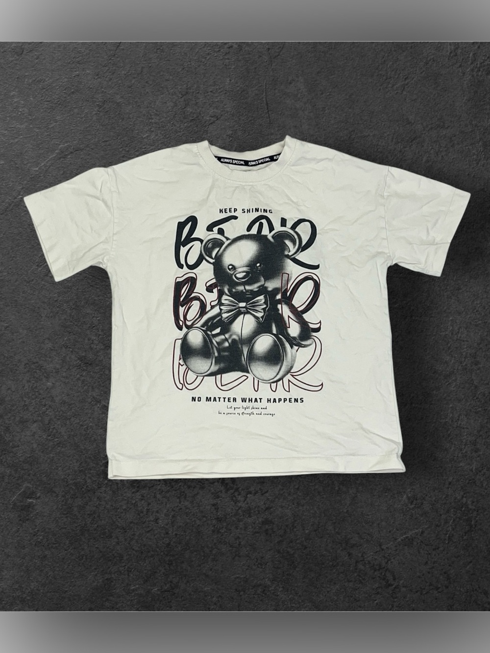 Mile End Teddy Bear White T-shirt Youth Size 12 Unisex 100% Cotton Tee Shirt